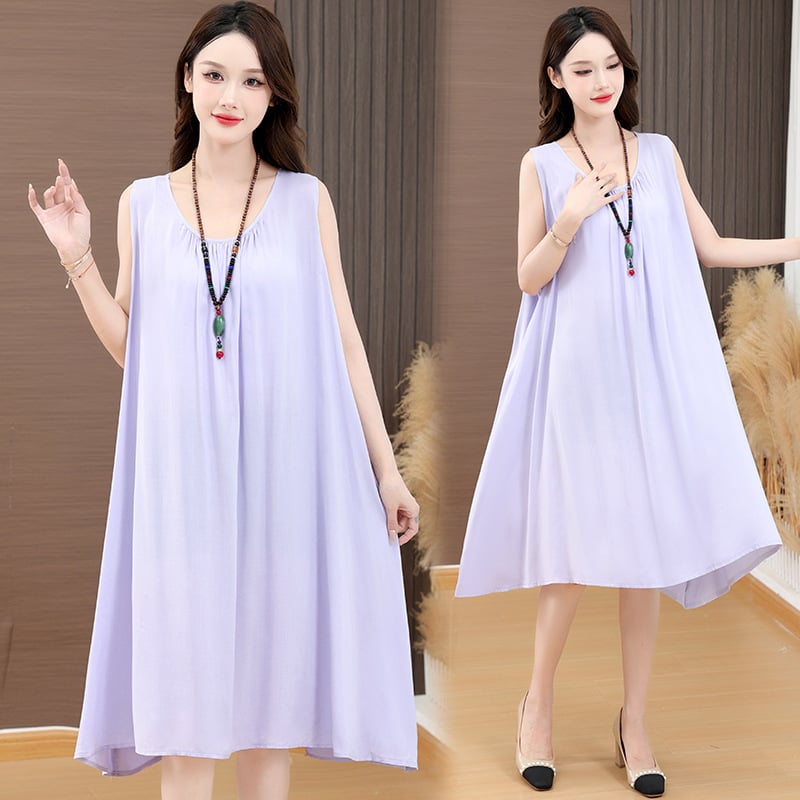 Haljina od slub pamuka s otiskom, dugi rukavi, U-dekolte, A-linija, proljeće 2025