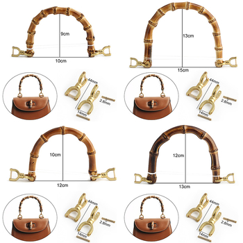 Bambusz táska fogantyú fém csattal, félkör alakú természetes bambusz gyökér ívelt fogantyú, testreszabható kiegészítő táskákhoz