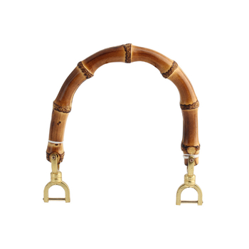 Bambusz táska fogantyú fém csattal, félkör alakú természetes bambusz gyökér ívelt fogantyú, testreszabható kiegészítő táskákhoz