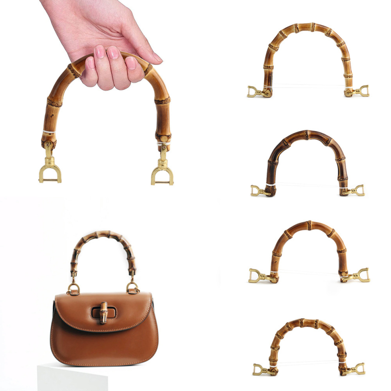 Bambusz táska fogantyú fém csattal, félkör alakú természetes bambusz gyökér ívelt fogantyú, testreszabható kiegészítő táskákhoz