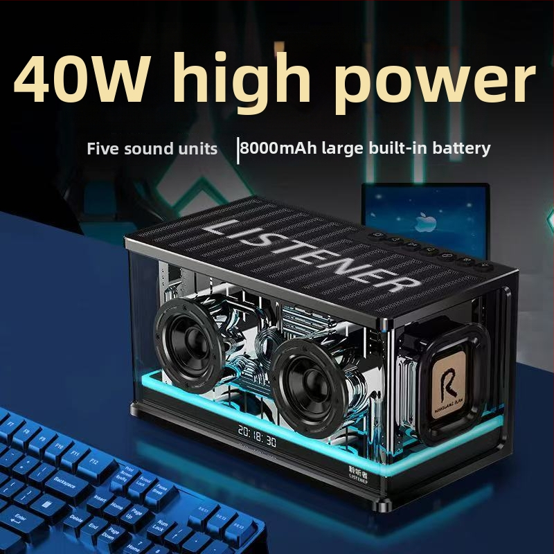 Visokoučinkoviti gaming Bluetooth zvučnik s subwooferom, Bluetooth 5.3, 40W, ugrađena 6000mAh baterija, 100Hz-20kHz, IPX4