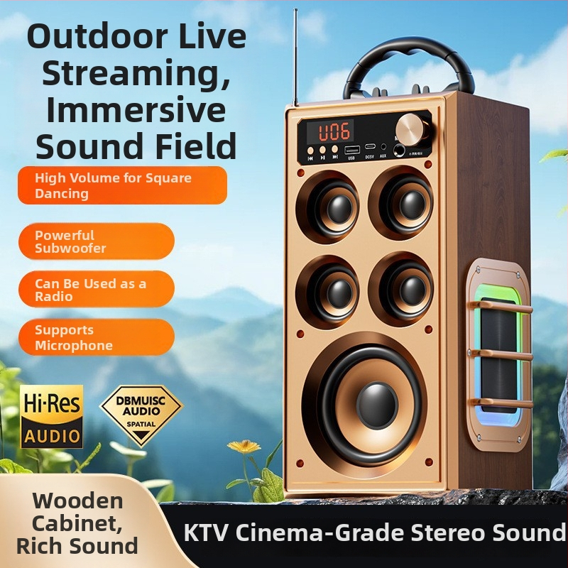 Bezdrôtový Bluetooth reproduktor pre domáce a vonkajšie použitie, 80W, 5-drajvový systém, vstavaná batéria 2000–4000 mAh, Bluetooth 5.3, IPX3 vodotesný