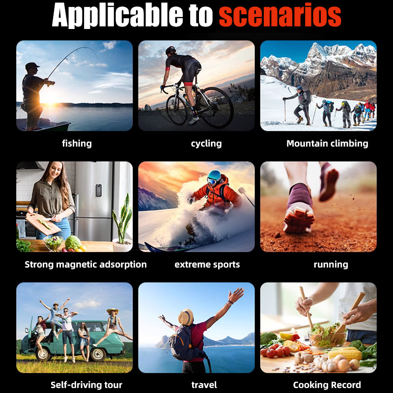 CS12 Sportska akcijska kamera s grudnim klipom – 2K video, 2,0-inčni LCD, TF kartica pohrane, 5 sati baterije