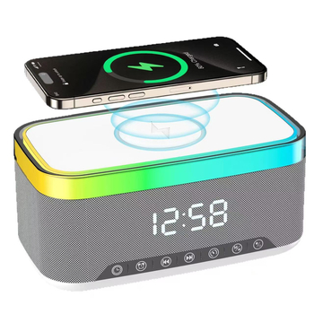Bluetooth zvučnik s LED osvjetljenjem i bežičnim punjenjem – BT 5.2, 100 Hz–20 kHz, SNR ≥60 dB, 15 W, ugrađena baterija 1200–2000 mAh