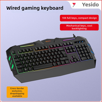 Yesido Herná klávesnica, 104 kláves, káblová, jednobarevné podsvietenie