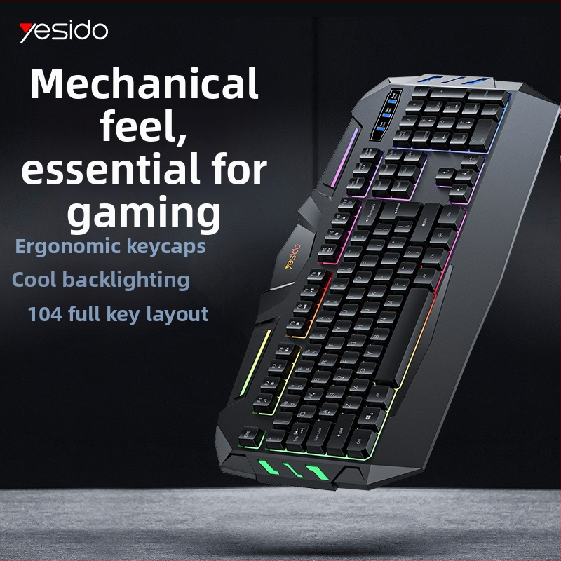 Yesido Herná klávesnica, 104 kláves, káblová, jednobarevné podsvietenie