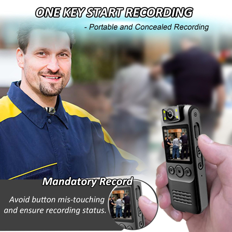 VD01 Cameră de acțiune cu înregistrare audio, LCD de 1,54 inch, obiectiv unghi larg, corp ABS, baterie 1300mAh, MicroSD până la 256GB