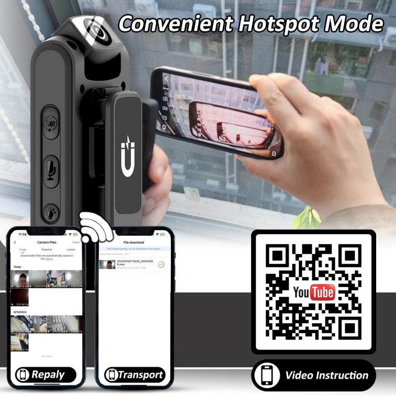 VD01 Cameră de acțiune cu înregistrare audio, LCD de 1,54 inch, obiectiv unghi larg, corp ABS, baterie 1300mAh, MicroSD până la 256GB