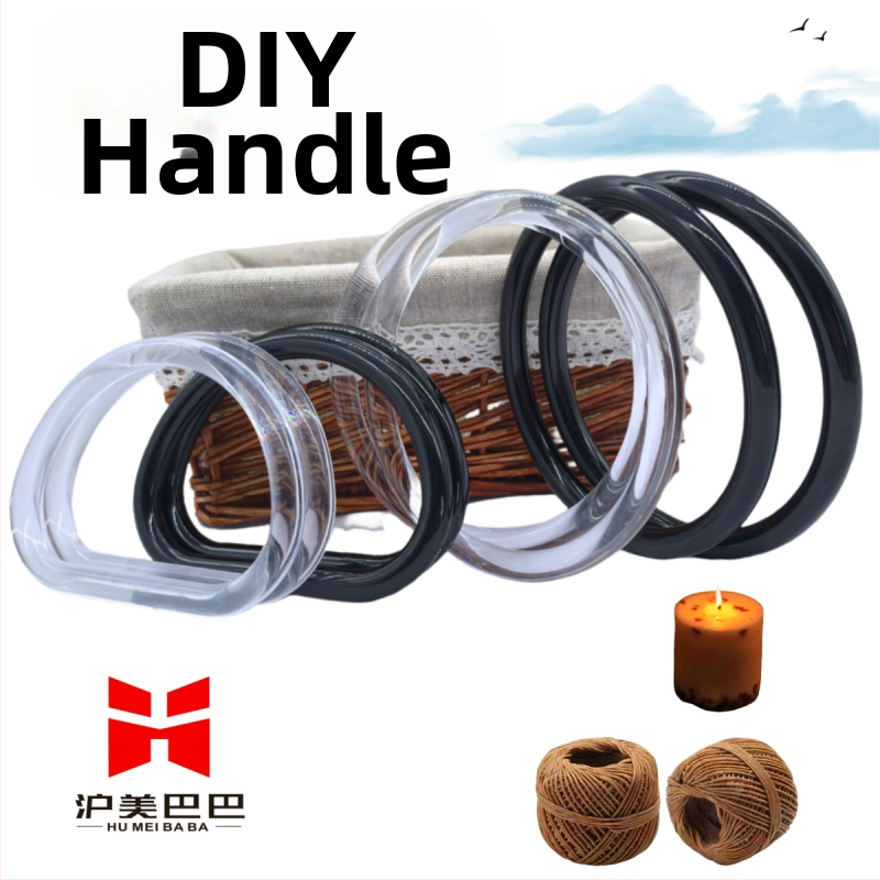 Akrilinė rankena su apvaliu D formos žiedu ir pusapvaliu laikikliu maišai, DIY priedas, atsparus vandeniui, gaivus ir saldus stilius