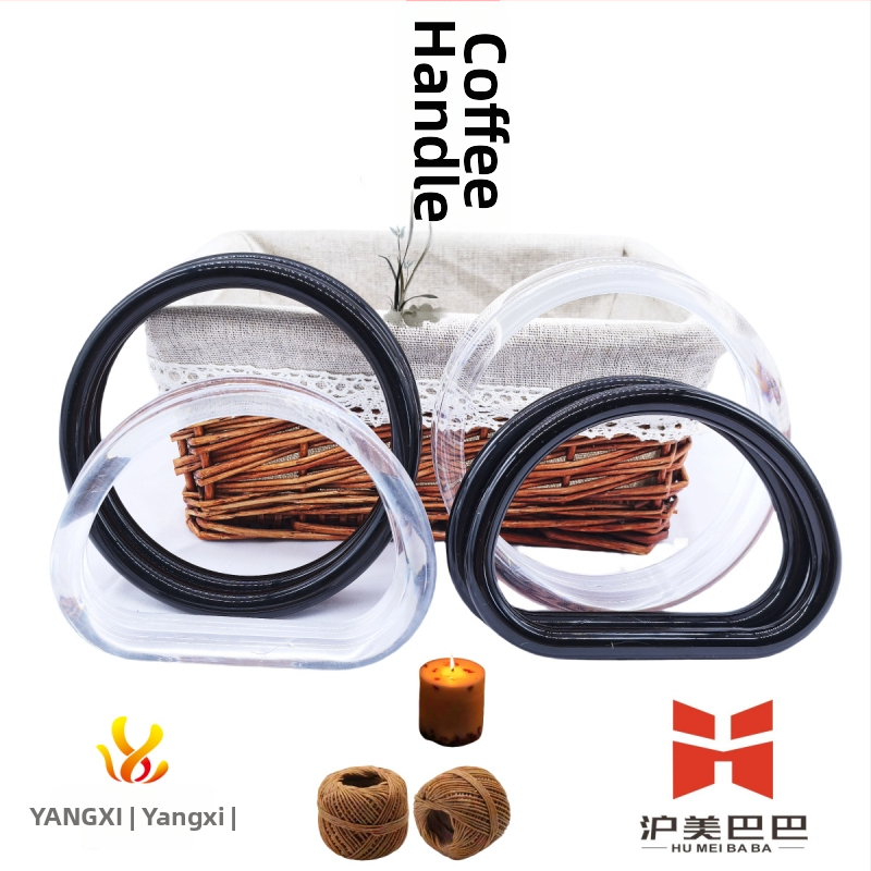 Akrila rokturis ar apaļu D formas gredzenu un pusapļa rokturi somai, DIY piederums, ūdensizturīgs, svaigs un salds stils