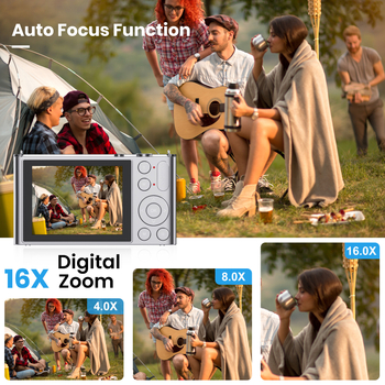 Selfie skaitmeninė kamera su 12,1 MP, 16x optinis priartinimas, 1/2.8'' CMOS jutiklis, 2,8'' HD LCD ekranas, periskopinis objektyvas