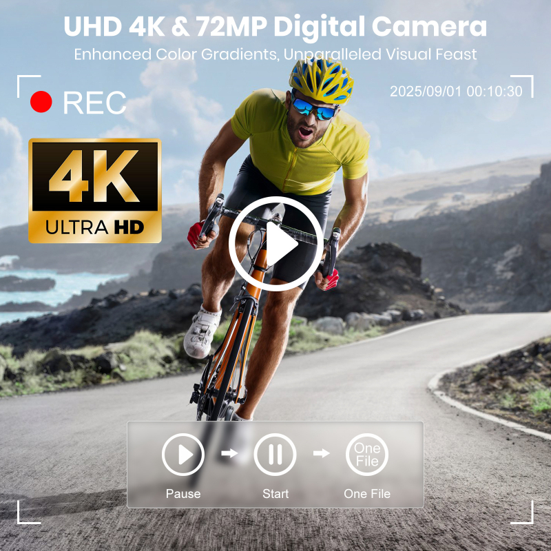 Selfie skaitmeninė kamera su 12,1 MP, 16x optinis priartinimas, 1/2.8'' CMOS jutiklis, 2,8'' HD LCD ekranas, periskopinis objektyvas