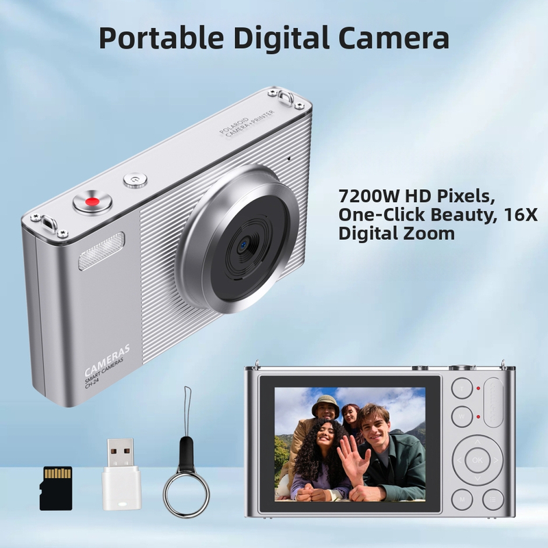 Selfie skaitmeninė kamera su 12,1 MP, 16x optinis priartinimas, 1/2.8'' CMOS jutiklis, 2,8'' HD LCD ekranas, periskopinis objektyvas