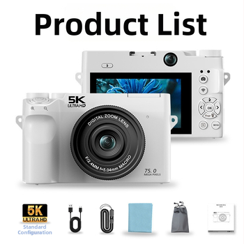 Beveidrodinė kamera su dviejų kamerų priekyje ir gale, 16MP CMOS jutiklis 1/2.9, 18x optinis priartinimas su periskopiniu objektivu, 5K/30fps vaizdo įrašas, 3.0in LCD