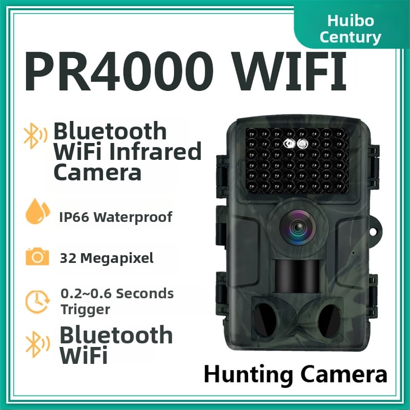 Medžioklinė kamera PR4000WiFi su infraraudonųjų naktinio matymo funkcija, Bluetooth, 1080p vaizdo įrašas, 2.0in LCD, CMOS 1MP jutiklis, MicroSD kortelė, AA×8 baterijos