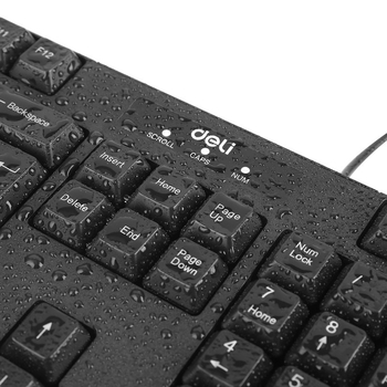 Deli 2168 žičana tipkovnica, 104 tipke, USB, vodootporna, s optičkim prekidačima, za desktop