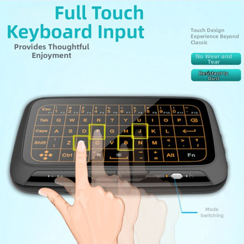 Multimediálna klávesnica s bezdrôtovou myšou a diaľkovým ovládaním (Model H20) — USB rozhranie, bezdrôtové pripojenie, podsvietenie, ergonický dizajn