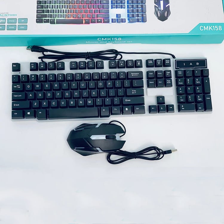 Set tastatură și mouse cu fir USB — 88–98 taste; switch-uri mecanice verzi; corp ABS; fără iluminare.