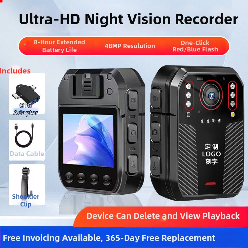 Teisėsaugos kūno kamera su naktiniu matymu, 1080p CCD jutiklis, plataus kampo objektyvas, 10 valandų veikimo trukmė, MicroSD atmintis