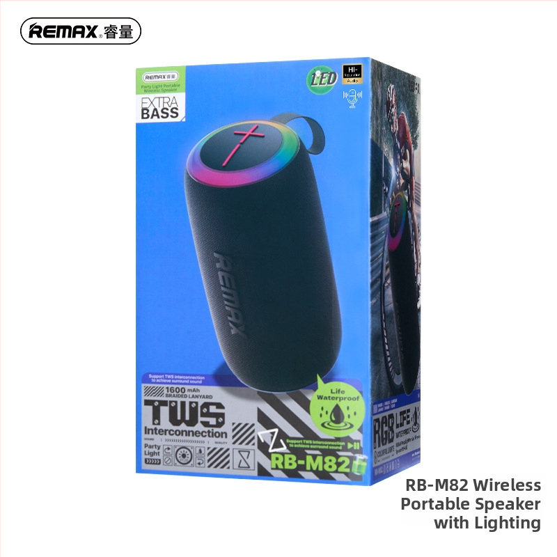 Bezdrôtový vonkajší reproduktor s RGB LED osvetlením, Bluetooth 5.0, IPX7 vodotesný, vstavaná batéria 1000–1200 mAh, výkon 7W