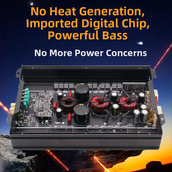 Automašīnas subvāfera pastiprinātājs, Class D mono bloks, modelis 1500.1D, maksimālā jauda 1500 W, pretestība 4 Ω, frekvenču diapazons 25–250 Hz, izkropļojums 0,1%