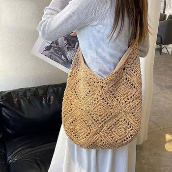 Ručna crossbody torba, pletena, sa zatvaračem, platnena podstava, za svakodnevnu upotrebu