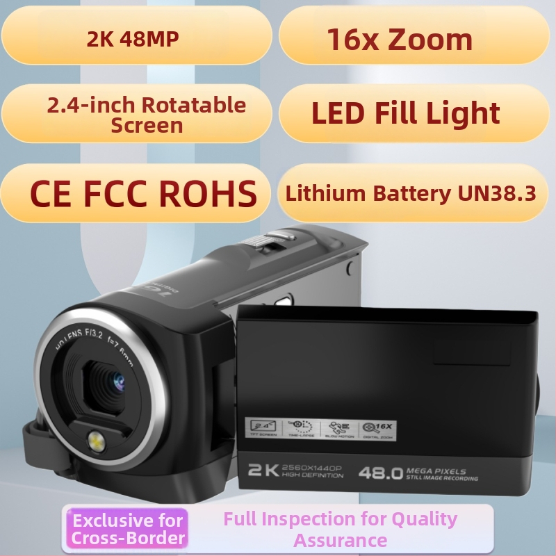 FE60 2K HD digitalna kamera za prijenosno snimanje — CMOS senzor, 2,4 inča LCD, elektronička stabilizacija, USB 2.0, litijska baterija