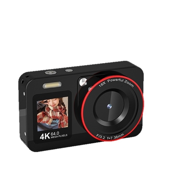 4K 64MP HD digitalni fotoaparat s dvostrukim zaslonom (prednji 1,4", stražnji 2,8"), 8MP senzor, 64MP objektiv, elektronička stabilizacija slike
