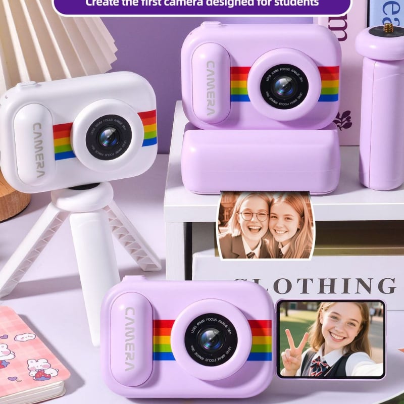 H8 Cameră pentru copii cu imprimantă foto instantanee – 40MP+, card TF, autonomie 3–5 ore, temporizator, înregistrare video, filtre, imprimare fotografii