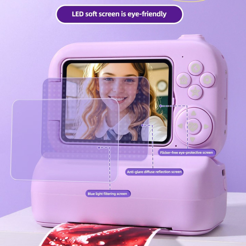 H8 Cameră pentru copii cu imprimantă foto instantanee – 40MP+, card TF, autonomie 3–5 ore, temporizator, înregistrare video, filtre, imprimare fotografii
