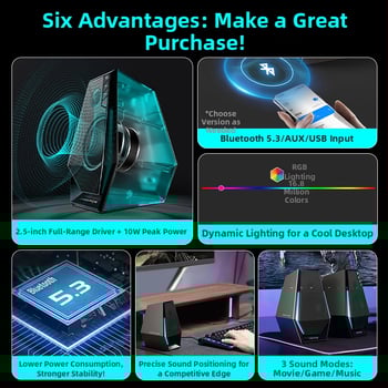 Edifier G1500 Bluetooth stolné počítačové reproduktory (2-kanálové stereo, Bluetooth 5.3, 2 reproduktory)