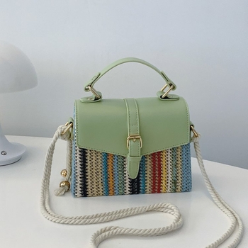 Torba od slame u korejskom stilu, horizontalni kvadratni oblik, tvrda, s jednom naramenicom, proljeće 2025