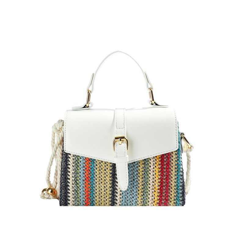 Torba od slame u korejskom stilu, horizontalni kvadratni oblik, tvrda, s jednom naramenicom, proljeće 2025