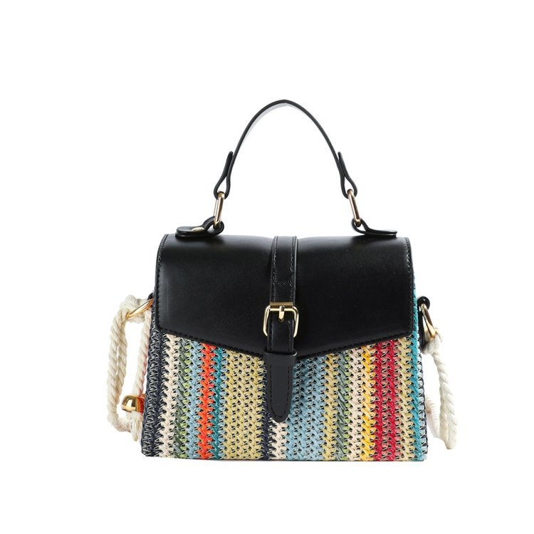 Torba od slame u korejskom stilu, horizontalni kvadratni oblik, tvrda, s jednom naramenicom, proljeće 2025