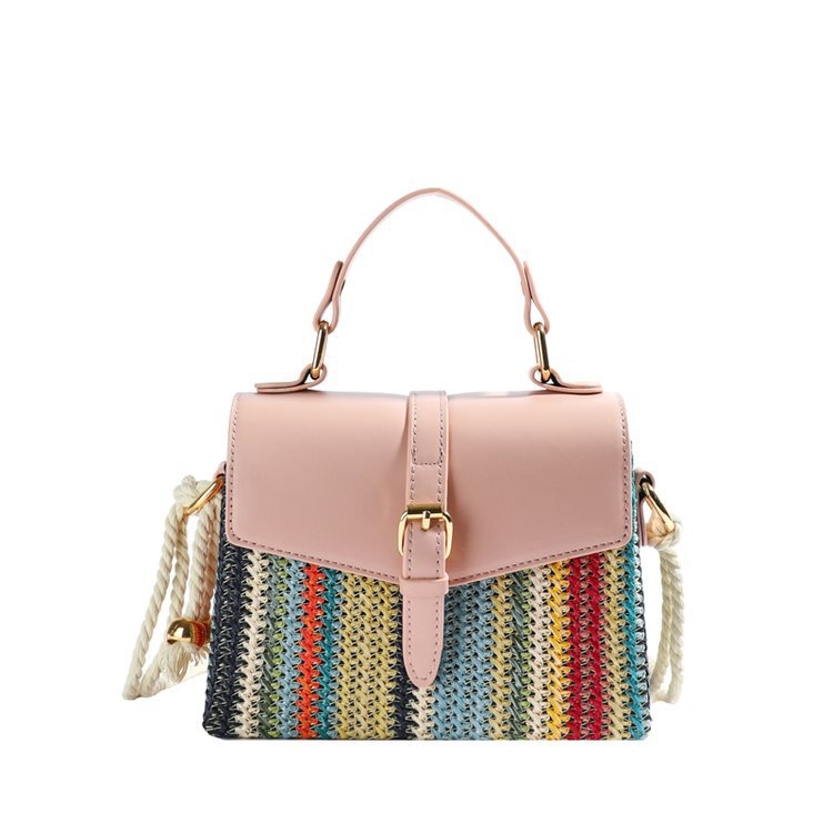 Torba od slame u korejskom stilu, horizontalni kvadratni oblik, tvrda, s jednom naramenicom, proljeće 2025