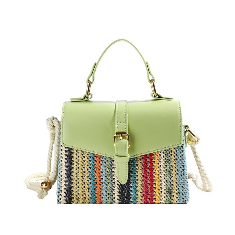 Torba od slame u korejskom stilu, horizontalni kvadratni oblik, tvrda, s jednom naramenicom, proljeće 2025