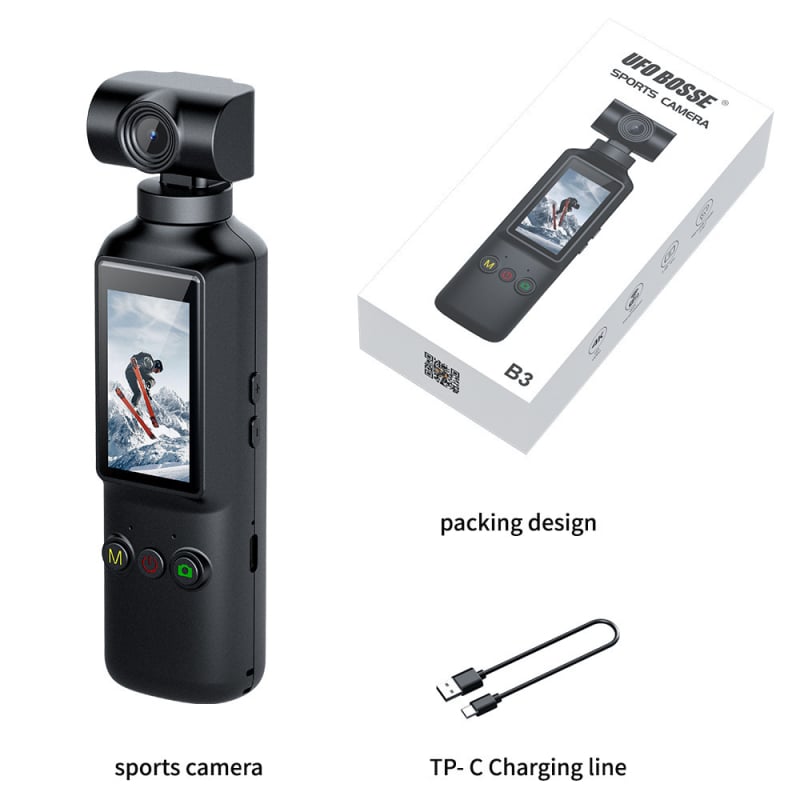 Otočná 4K kompaktná športová kamera – CCD 5MP, 4x optický zoom, 1,9'' LCD, panoramatické snímanie