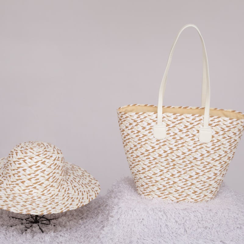 Meitonglong Geantă de plajă tip găleată – Material hârtie, Închidere cu fermoar, Exterior tridimensional, Buzunar interior laminat cu fermoar