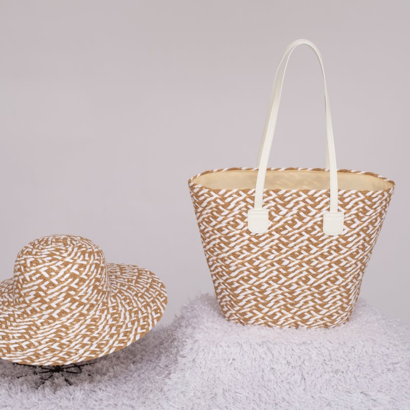 Meitonglong Geantă de plajă tip găleată – Material hârtie, Închidere cu fermoar, Exterior tridimensional, Buzunar interior laminat cu fermoar