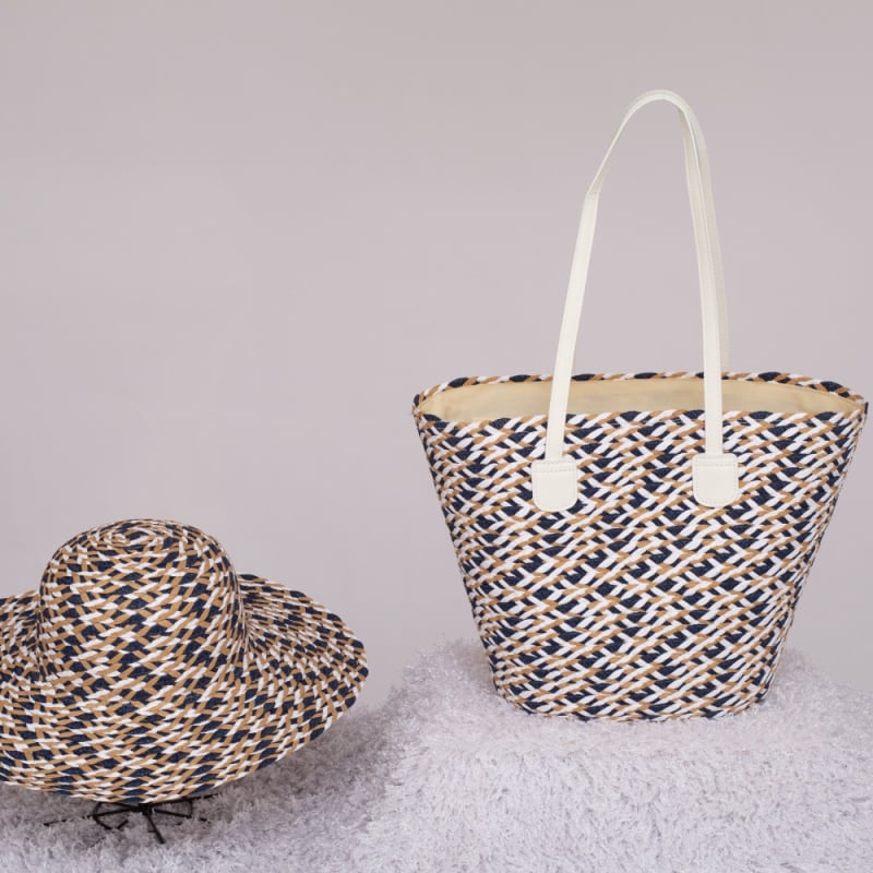 Meitonglong Geantă de plajă tip găleată – Material hârtie, Închidere cu fermoar, Exterior tridimensional, Buzunar interior laminat cu fermoar