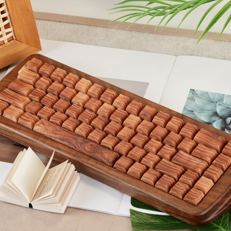 PBT keycaps za tipkovnicu s uzorom orašćevog drveta, bočno gravirani znakovi sublimacijom, prozirni, kompatibilni s univerzalnom mehaničkom tipkovnicom