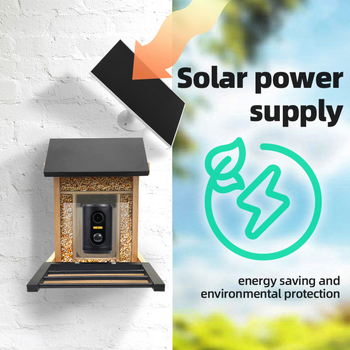 Τροφοδότης για πουλιά με χαμηλής κατανάλωσης WiFi κάμερα, ηλιακή φόρτιση, 1080P, φακός 2.4mm, IR εμβέλεια 3 μ