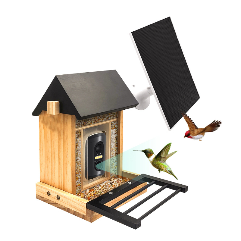 Τροφοδότης για πουλιά με χαμηλής κατανάλωσης WiFi κάμερα, ηλιακή φόρτιση, 1080P, φακός 2.4mm, IR εμβέλεια 3 μ