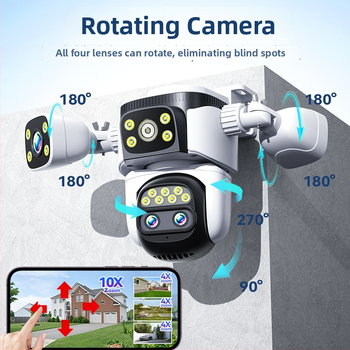Vanjska PTZ kamera za nadzor s noćnim vidom, Ultra HD, 4G, 360° bežična, kućna uporaba