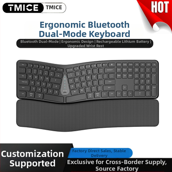 Bluetooth ergonomický set klávesnice a myši s oporou na zápästie, 111 kláves, nabíjateľná klávesnica, pripojenie k dvom zariadeniam, vodeodolný