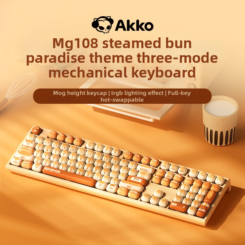 AKKO Mantou Paradise mechanická klávesnica s PBT klávesami pre sublimáciu, tri bezdrôtové režimy, RGB podsvietenie, 98+ kláves