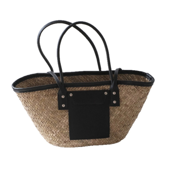 Плажна Tote чанта, памучно-ленен материал, хоризонтално правоъгълна форма, цип за затваряне, джоб за лаптоп, три презрамки