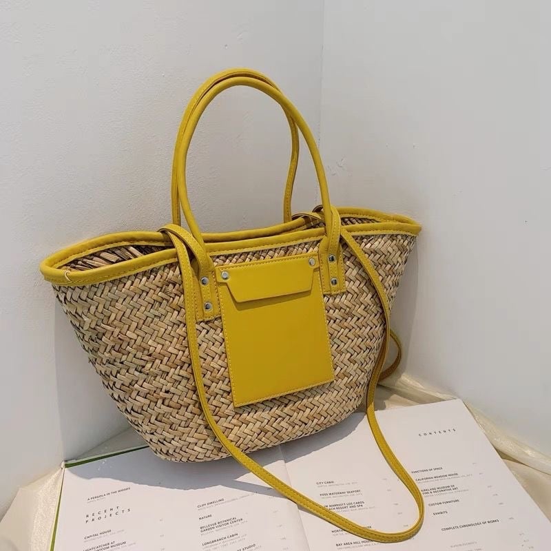 Плажна Tote чанта, памучно-ленен материал, хоризонтално правоъгълна форма, цип за затваряне, джоб за лаптоп, три презрамки