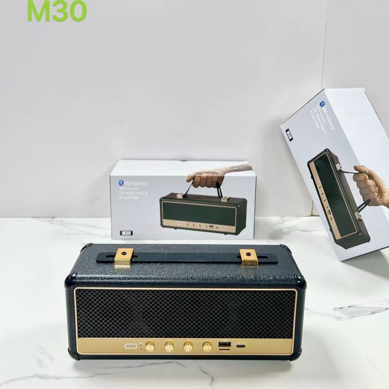 M30 Bežični Bluetooth zvučnik – Prijenosni za vanjsku upotrebu, retro stil, 1-Driver subwoofer, 16W, BT 5.3, 100Hz-20kHz, SNR 70dB