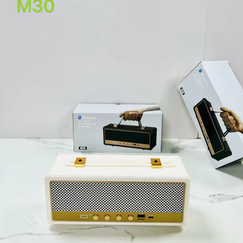 M30 Bežični Bluetooth zvučnik – Prijenosni za vanjsku upotrebu, retro stil, 1-Driver subwoofer, 16W, BT 5.3, 100Hz-20kHz, SNR 70dB